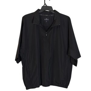 Dockers Golf Mens XL Black Short Sleeve‎ Windbreaker Quarter Zip Jacket
